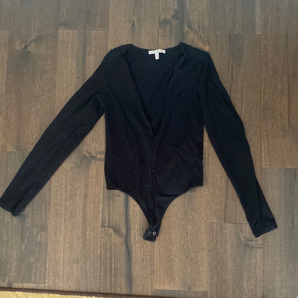 Long sleeve deep v body suit